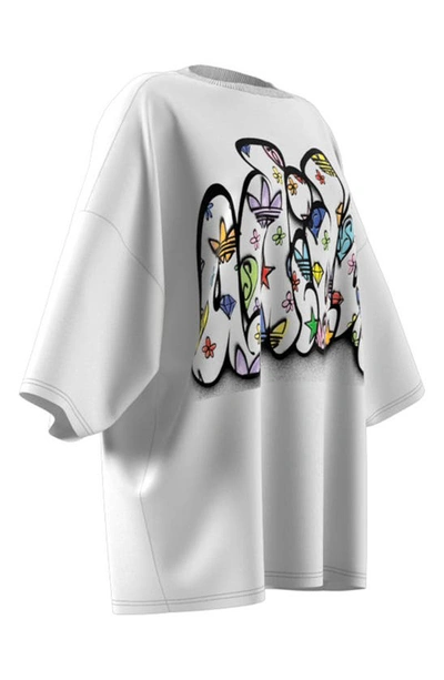 Shop Adidas Originals X Jeremy Scott Oversize Graffiti Logo T-shirt Dress In White