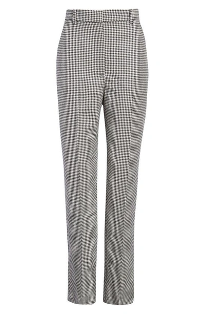 Alexander Mcqueen Houndstooth Crop Cigarette Trousers In Black