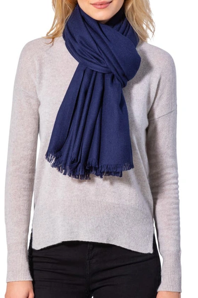 Shop Amicale Solid Pashmina Scarf In Navy