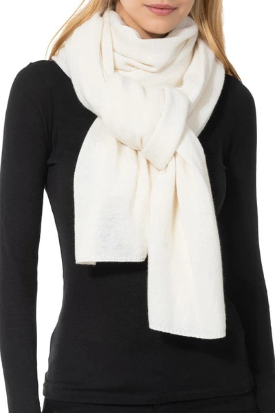 Shop Amicale Cashmere Travel Wrap Scarf In Ivory