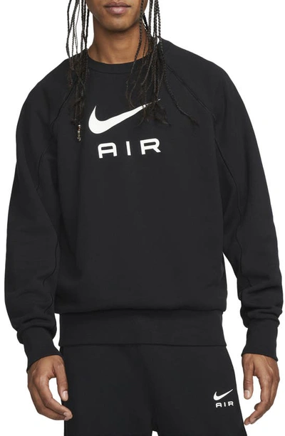 Shop Nike Air Graphic Crewneck Sweatshirt In Black/ White