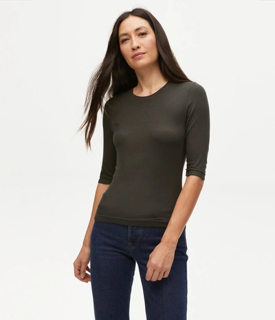 Shop Michael Stars Maeve Cropped Ribbed Tee In Tarragon