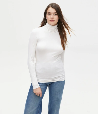 Shop Michael Stars Gail Ribbed Turtleneck In Chalk