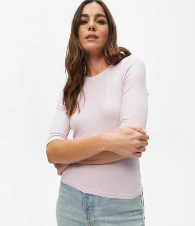 Shop Michael Stars Maeve Cropped Ribbed Tee In Rose