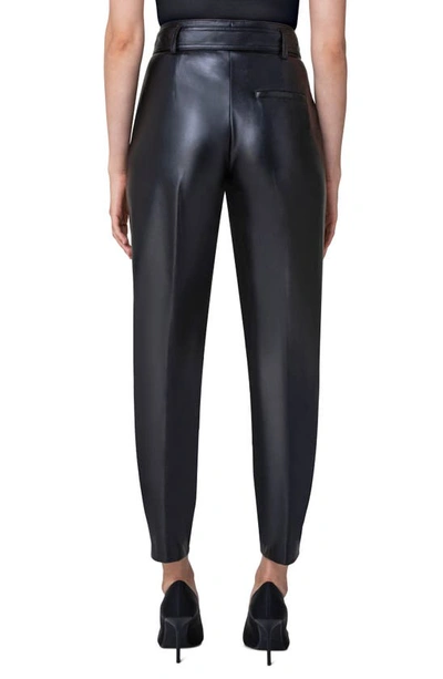 Shop Akris Punto Fred Belted Tapered Faux Leather Ankle Pants In Black