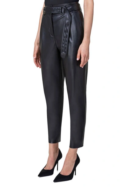 Shop Akris Punto Fred Belted Tapered Faux Leather Ankle Pants In Black