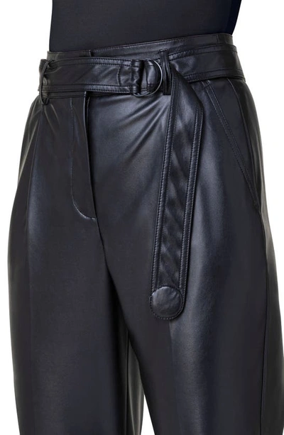 Shop Akris Punto Fred Belted Tapered Faux Leather Ankle Pants In Black