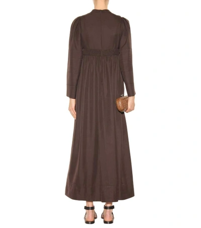 Shop Valentino Silk Dress In Brown