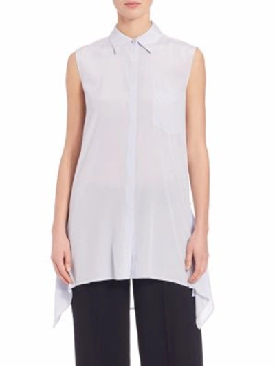 Dkny Silk Blouse With Asymmetric Hem In Oxford