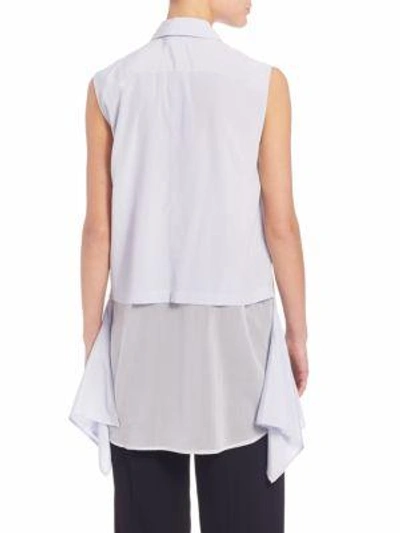 Shop Dkny Sleeveless Flowy Button-up In Oxford