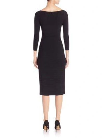 Shop Narciso Rodriguez Linear Double-knit Sheeath Dress In Black