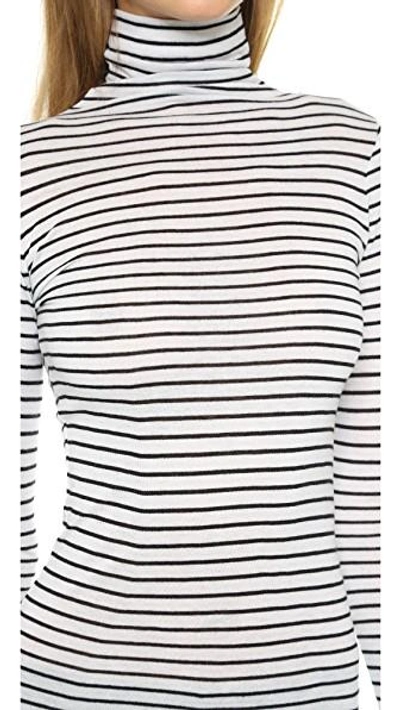 Shop Club Monaco Julie Turtleneck Top In Black/white