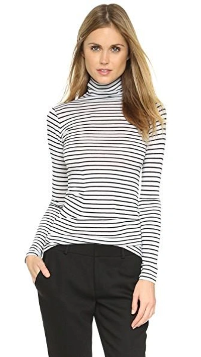 Shop Club Monaco Julie Turtleneck Top In Black/white