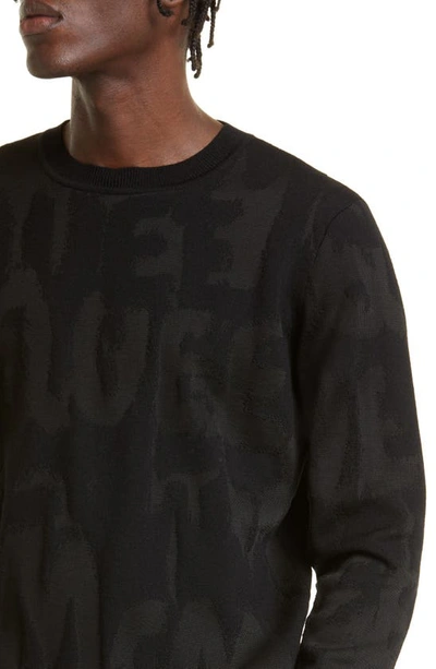 Shop Alexander Mcqueen Shadow Graffiti Logo Wool Blend Sweater In Black