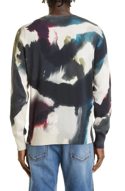 Shop Alexander Mcqueen Watercolor Graffiti Logo Print Sweater In Putty/ Multicolor