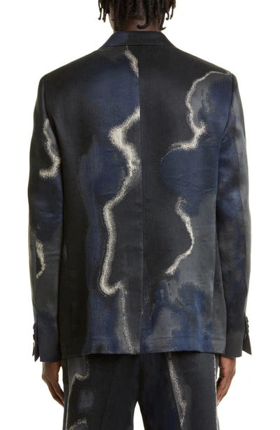 Shop Fendi Earth Print Linen, Cotton & Silk Sport Coat In Moonlight