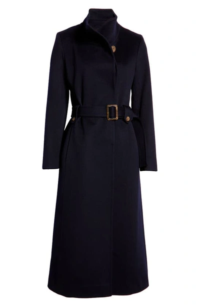 Shop Fleurette Hudson Belted Long Wool Coat In Midnight