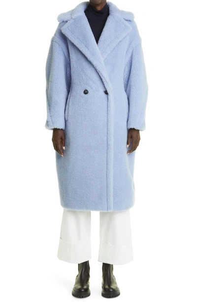 Shop Max Mara Tedgirl Alpaca & Wool Blend Coat In Light Blue