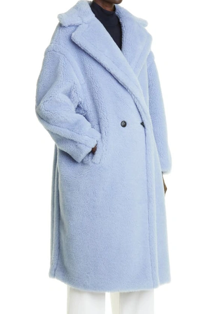 Shop Max Mara Tedgirl Alpaca & Wool Blend Coat In Light Blue