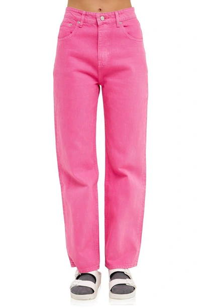 Shop Grey Lab Color Wash Wide Leg Jeans In Pink