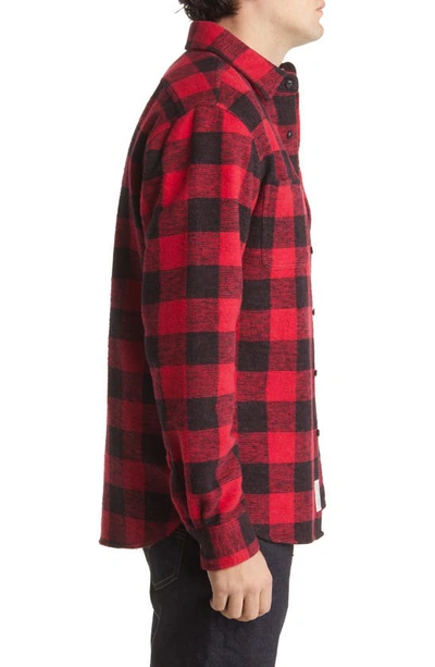 Shop Schott Buffalo Check Heavyweight Flannel Button-up Shirt In Red