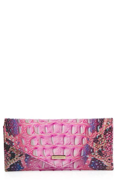 Shop Brahmin Veronica Melbourne Croc Embossed Leather Envelope Wallet In Pink Cobra
