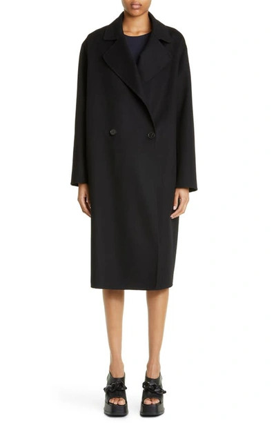 Shop Stella Mccartney Erika Double Breasted Wool Coat In 1000 - Black