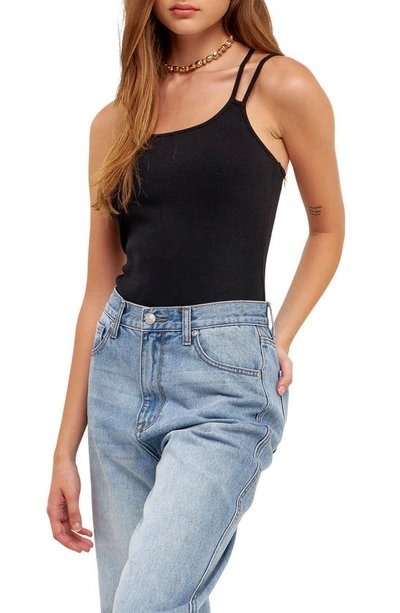 Grey Lab Two-strap Bodysuit In Black