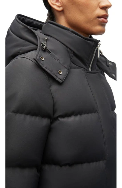 Shop Moose Knuckles Cloud 3q Down Jacket With Removable Genuine Shearling Trim In Black/ Black
