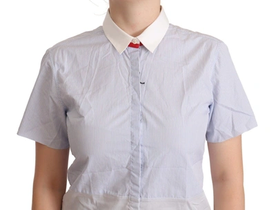 Shop Aglini Light Blue Cotton Short Sleeves Collared Polo Women's Top
