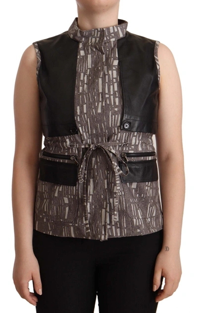Shop Comeforbreakfast Brown Black Vest Leather Sleeveless Top Women's Blouse In Multicolor