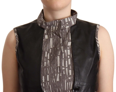 Shop Comeforbreakfast Brown Black Vest Leather Sleeveless Top Women's Blouse In Multicolor