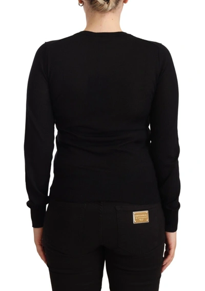 Shop Dolce & Gabbana Black Turtleneck Sheer Pullover Top Women's Sweater