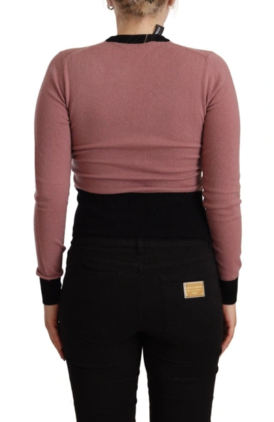 Shop Dolce & Gabbana Pink Cashmere Crewneck Sartoria Pullover Women's Sweater