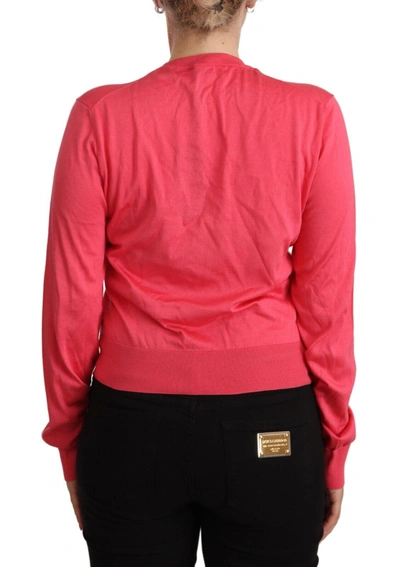 Shop Dolce & Gabbana Pink Silk Crewneck Pullover Top Women's Sweater