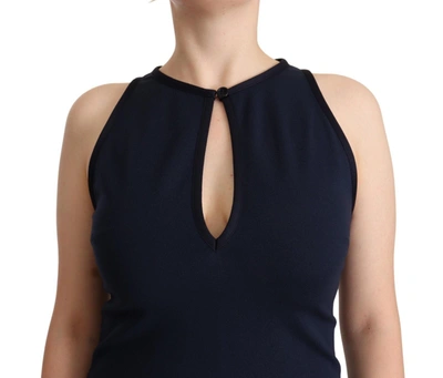 Shop John Galliano Navy Blue Sleeveless Sheath Knee Length Women's Dress