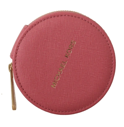 Shop Michael Kors Pink Leather Zip Round Pouch Purse Storage Women's Wallet