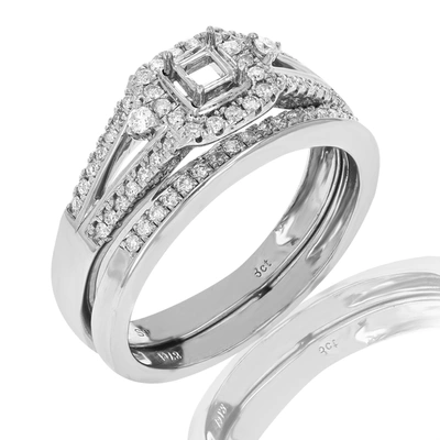 Vir Jewels 1/3 Cttw Diamond Semi Mount Bridal Set With Center Princess Silver In Silver