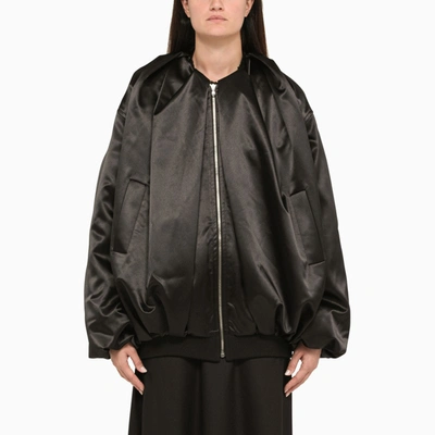 We11 Done Black Satin Bomber Jacket In Black