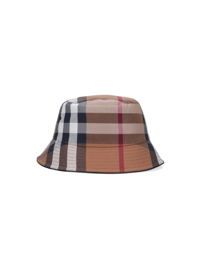 Shop Burberry Check Bucket Hat In Marrone