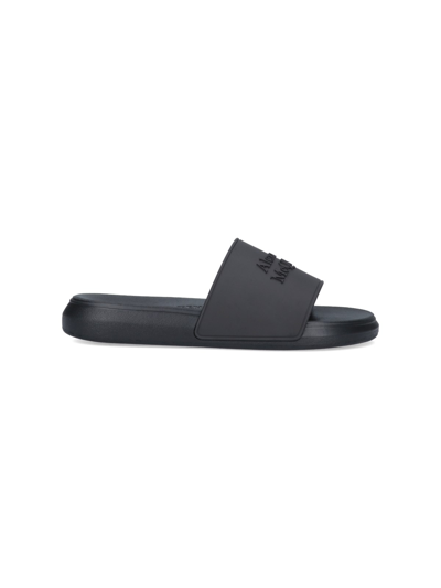 Alexander Mcqueen Logo Slides In Nero | ModeSens