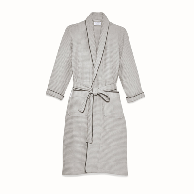 Shop Boll & Branch Organic Men's Waffle Robe In Pewter/stone