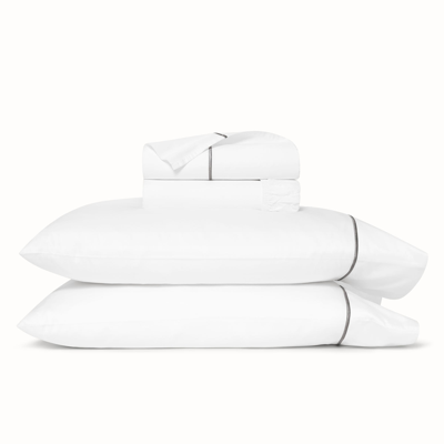Boll & Branch Organic Signature Embroidered Sheet Set In White/stone Embroidered