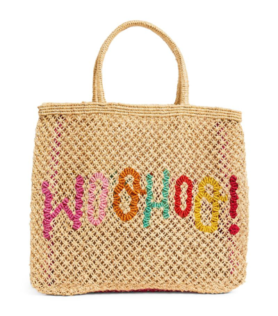 Shop The Jacksons Large Woven Woohoo! Tote Bag In Neutral