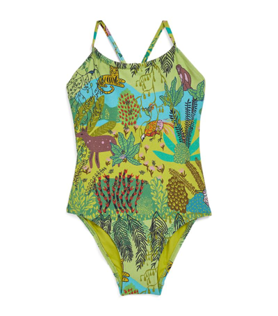 Shop Vilebrequin Kids Jungle Print Swimsuit (2-14 Years) In Green