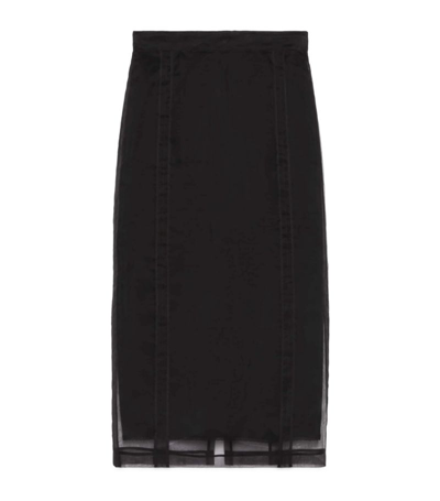 Shop Gucci Silk Organza Midi Skirt In Black