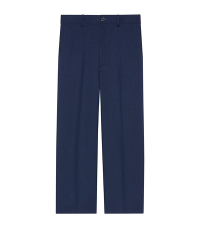 Shop Gucci Cropped Tailored Trousers In Blue
