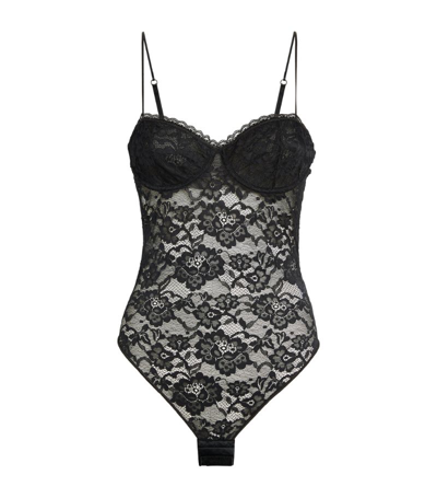 Shop Oseree O-lover Lace Bodysuit In Black