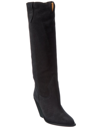 Shop Isabel Marant Lomero Suede Knee-high Boot In Black