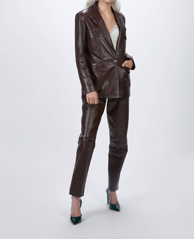 Zeynep Arcay Suit Leather Jacket In Plum In Pink | ModeSens